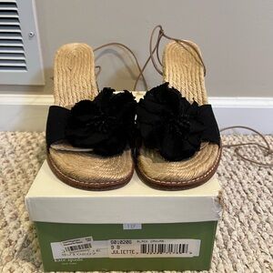 Kate Spade Juliette Sandal Wedge - Black/Natural - 9B